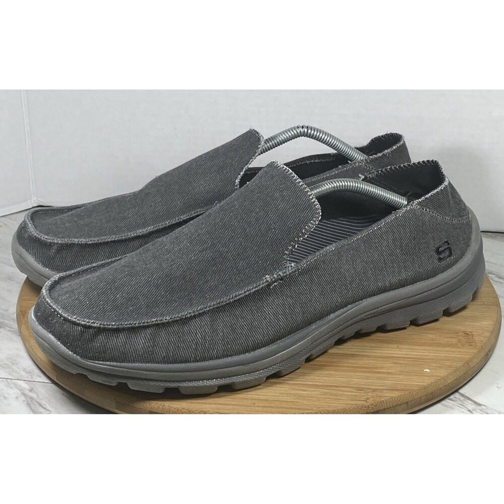 Skechers Superior Relaxed Fit Canvas Slip On Loafers Grey Mens Sz13     64368